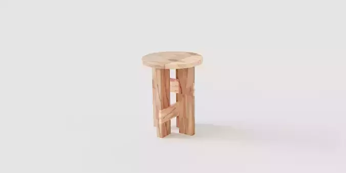 Split-top wooden stool
