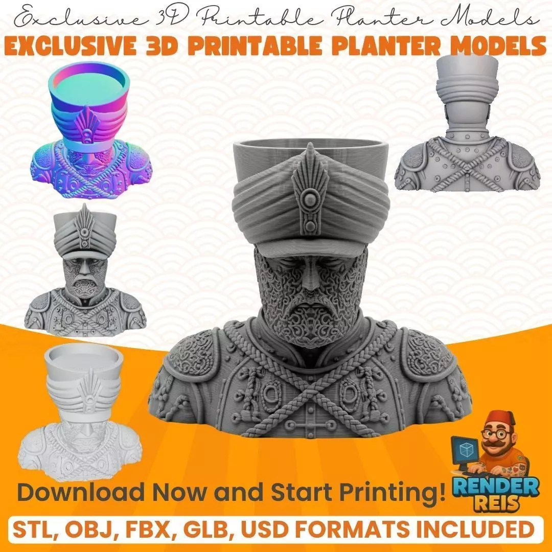 Ottoman Sultan Bust Planter 3D model