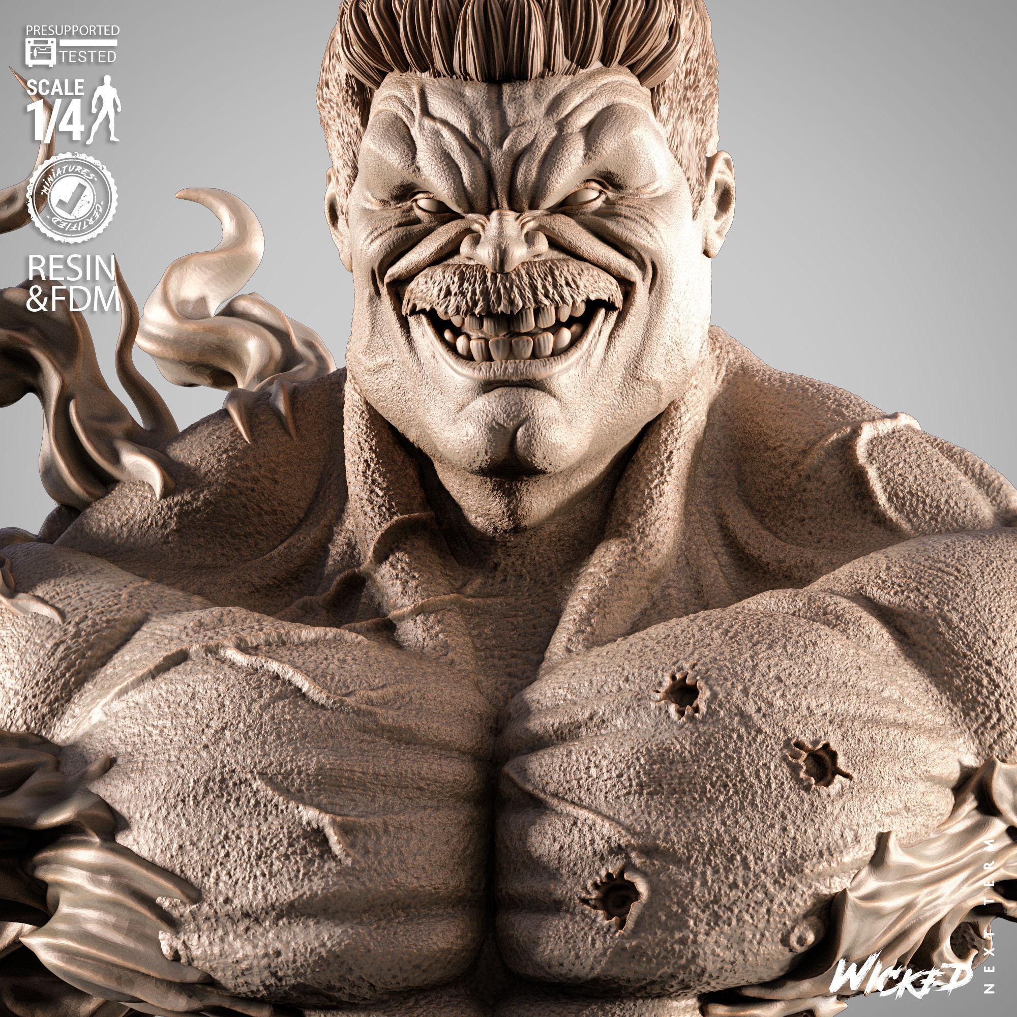 Wicked Movies Red Hulk Portrait Bust 3D print model_17