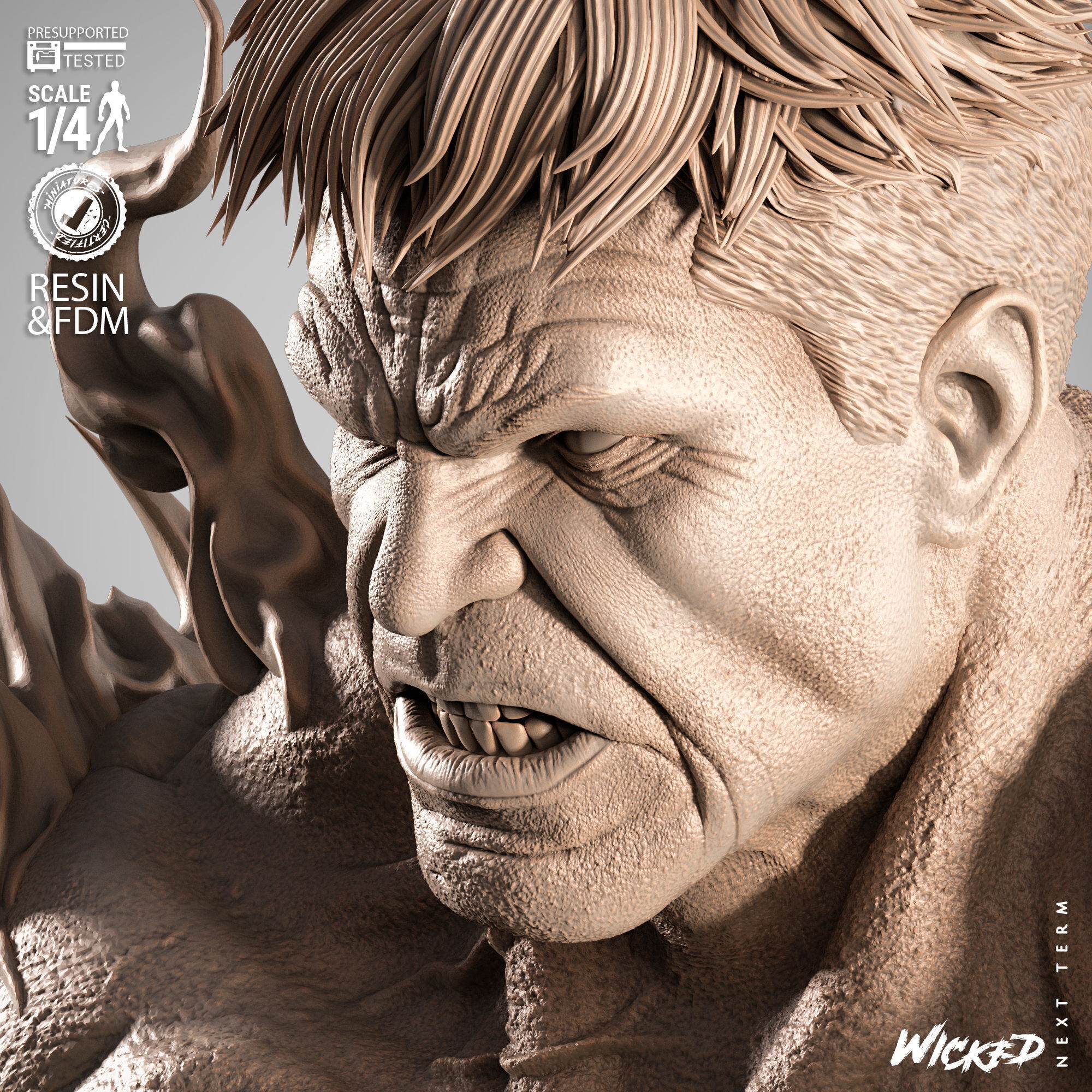 Wicked Movies Red Hulk Portrait Bust 3D print model_28