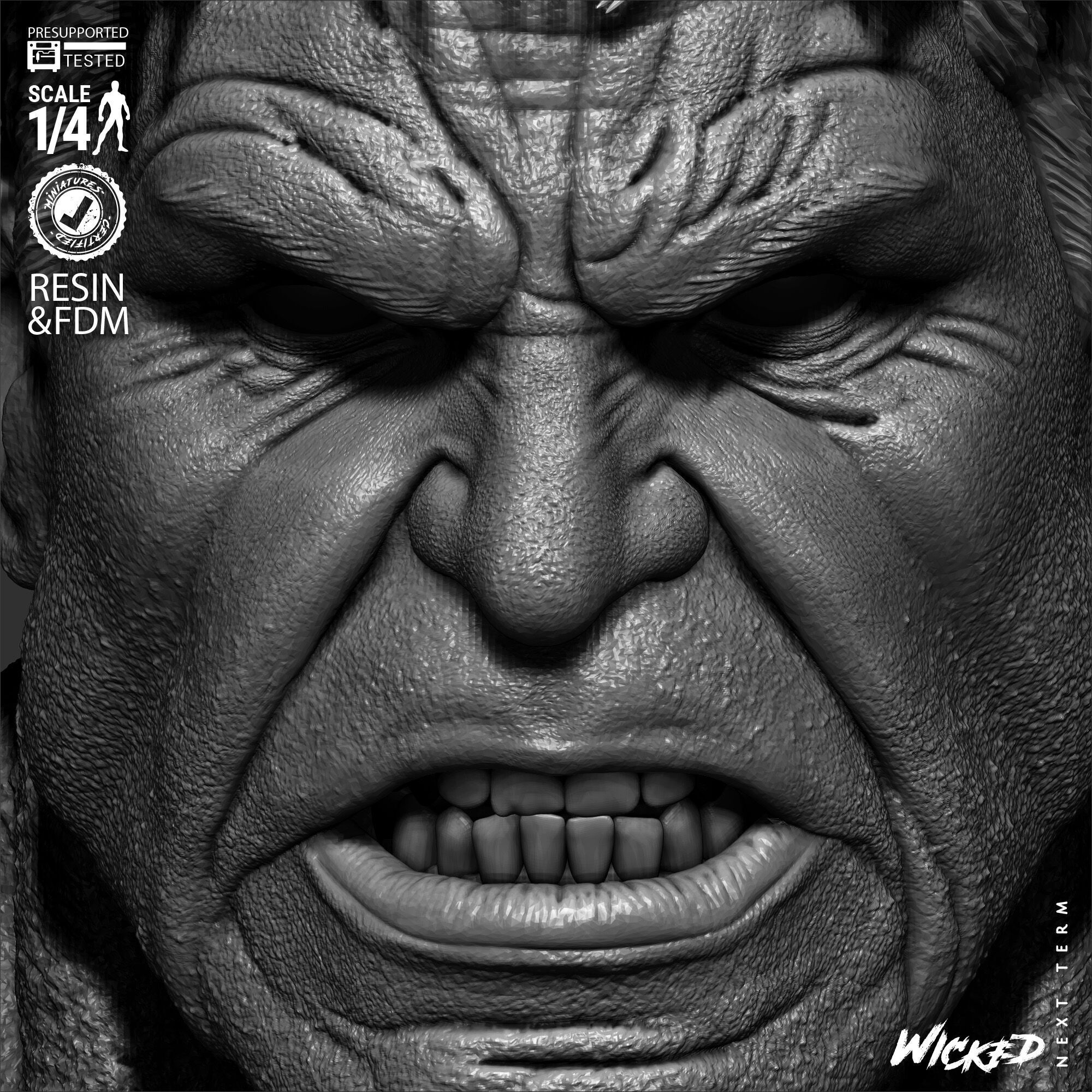 Wicked Movies Red Hulk Portrait Bust 3D print model_4
