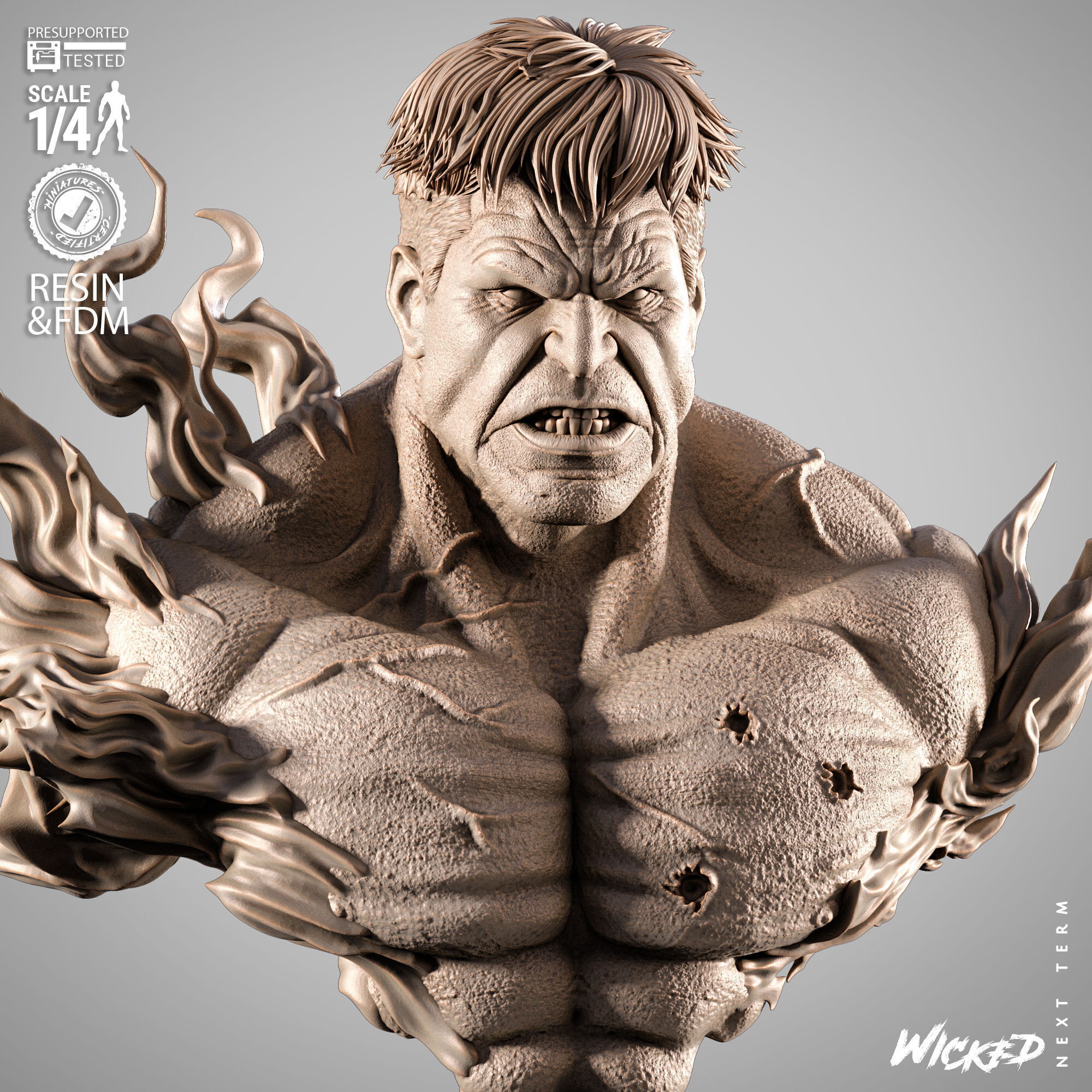 Wicked Movies Red Hulk Portrait Bust 3D print model_35