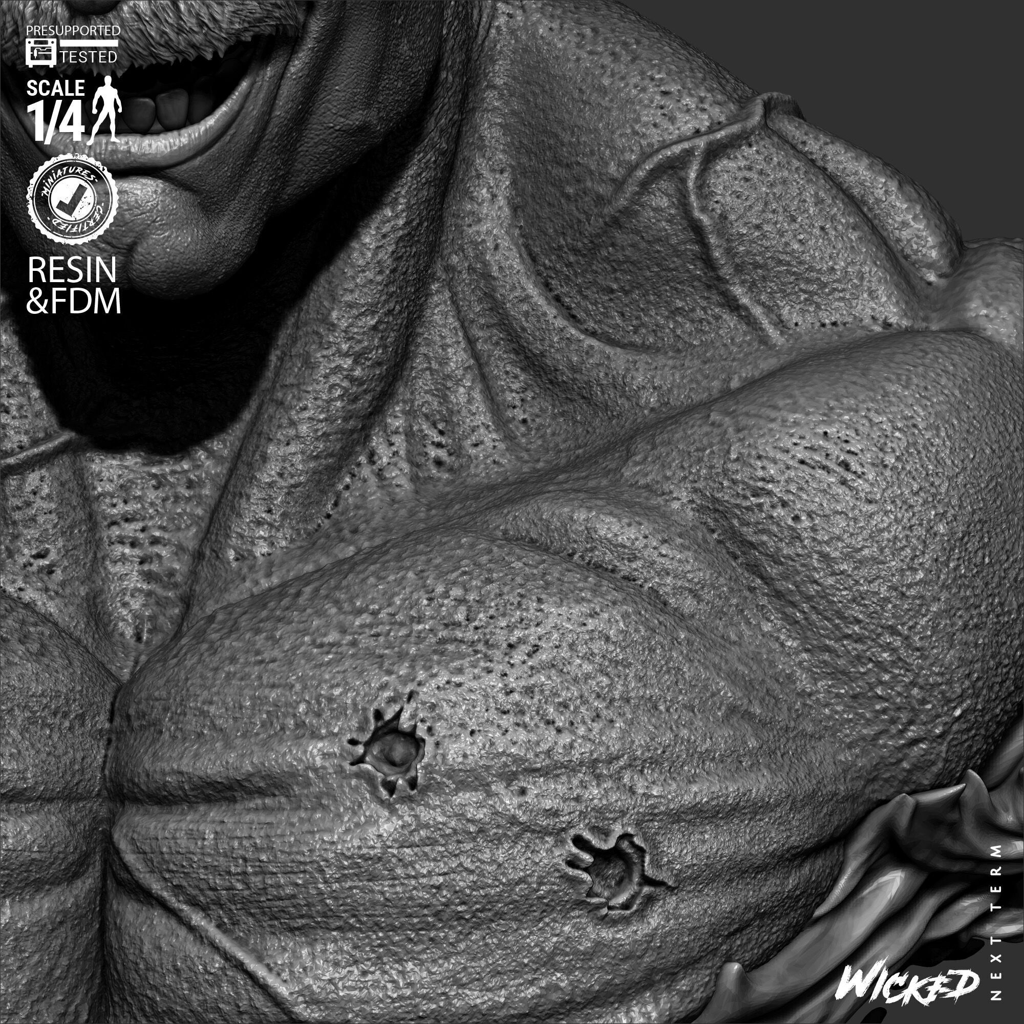 Wicked Movies Red Hulk Portrait Bust 3D print model_3