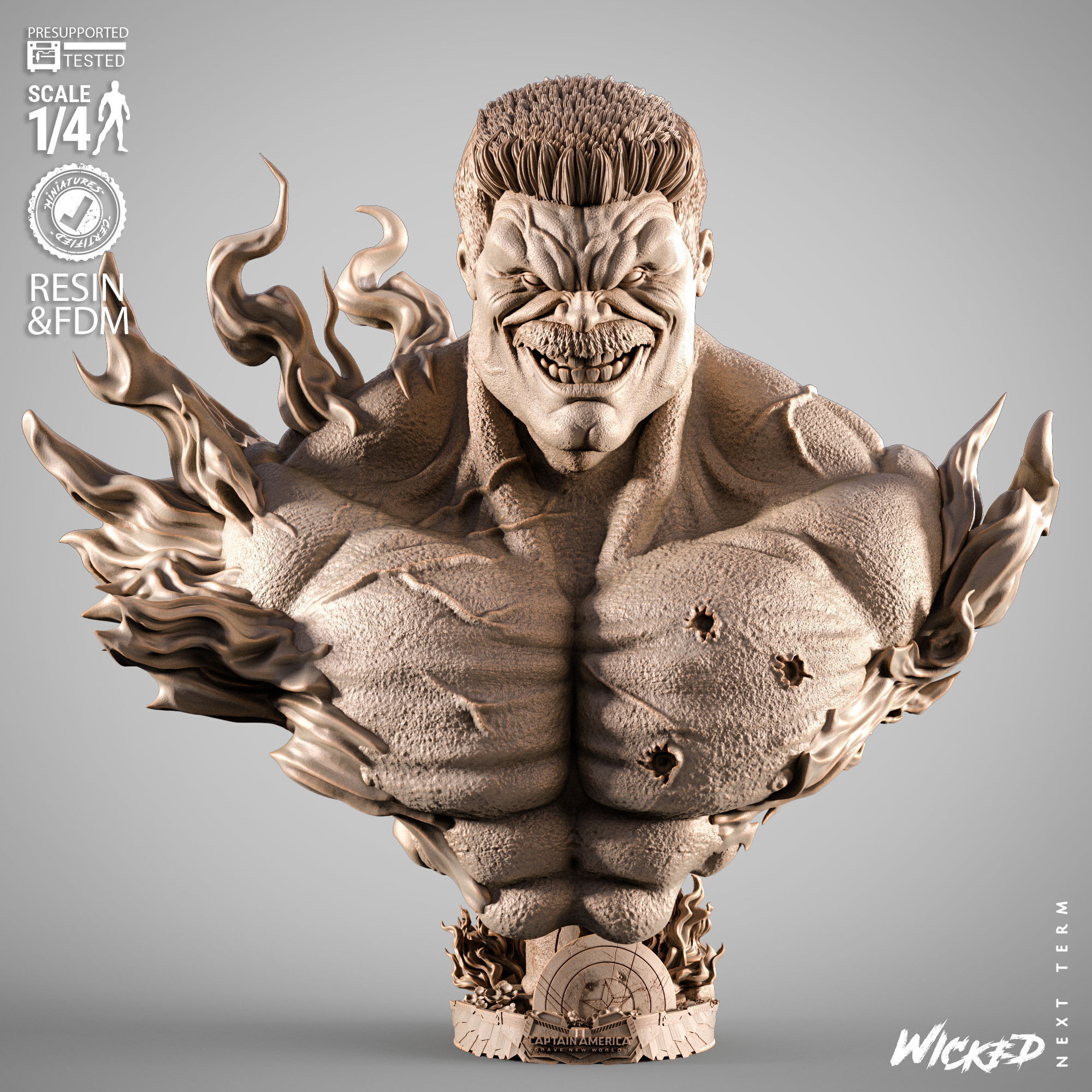 Wicked Movies Red Hulk Portrait Bust 3D print model_13