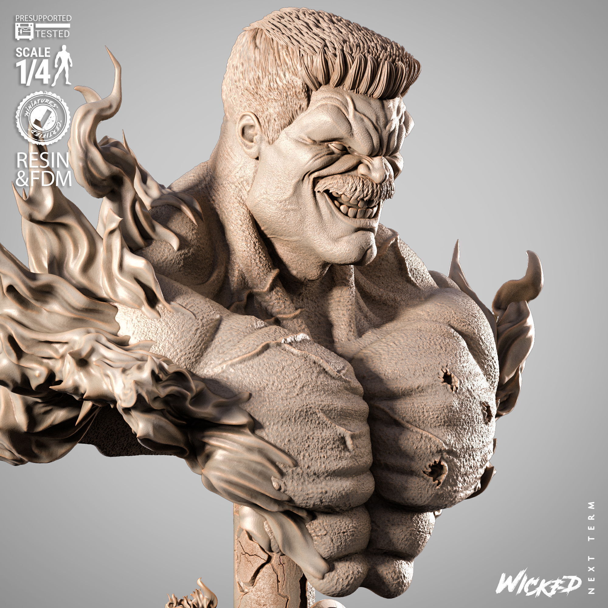 Wicked Movies Red Hulk Portrait Bust 3D print model_25