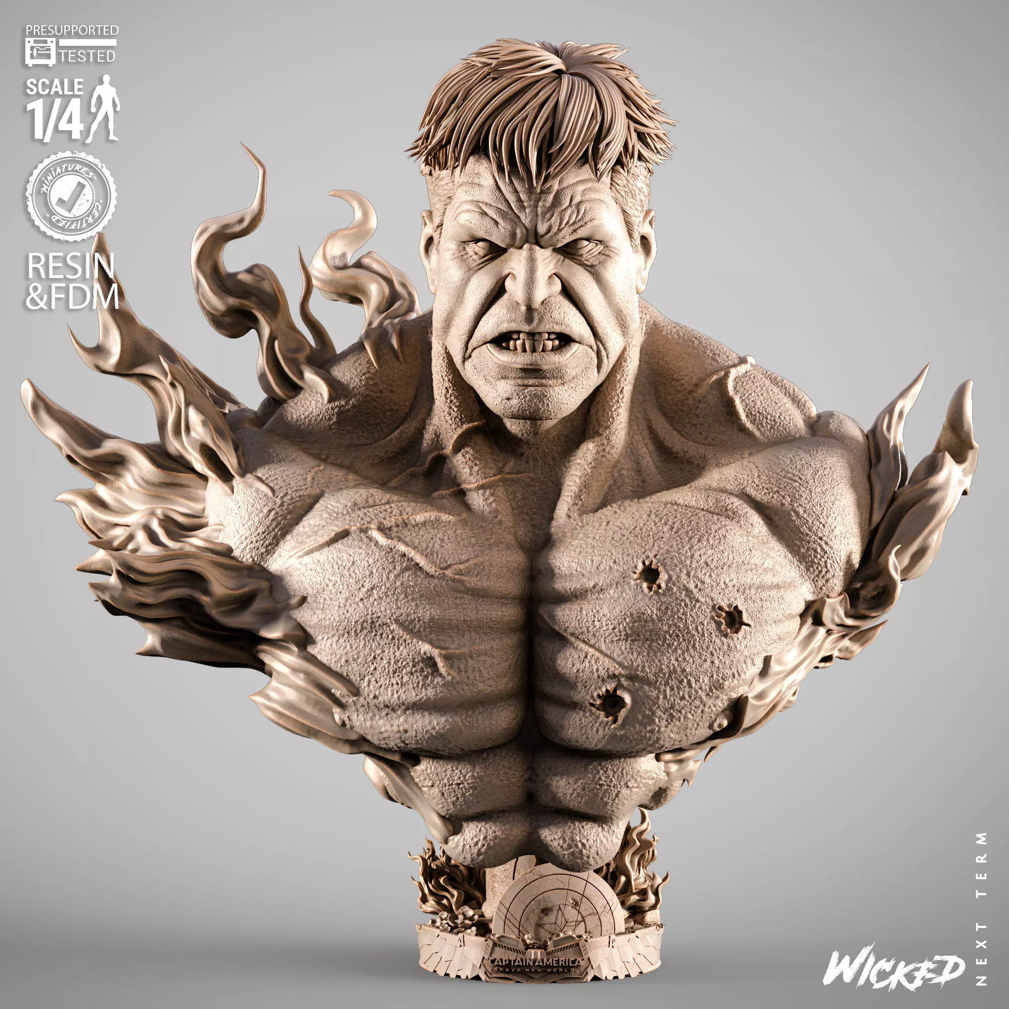 Wicked Movies Red Hulk Portrait Bust 3D print model_0