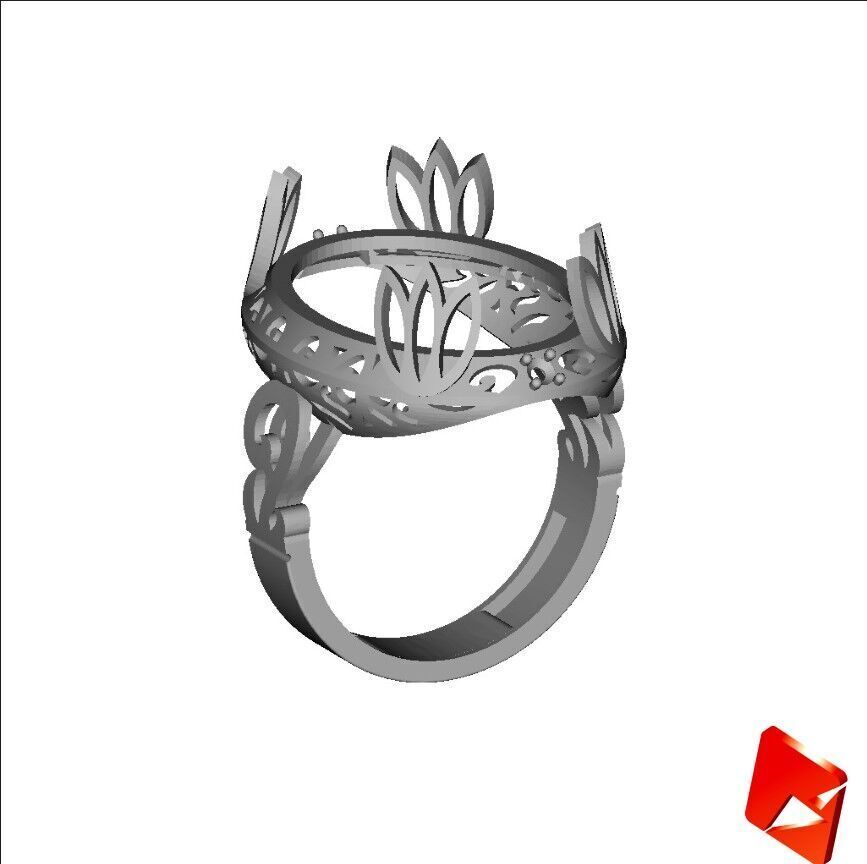 Oval Solitaire Ring 3D print model_6
