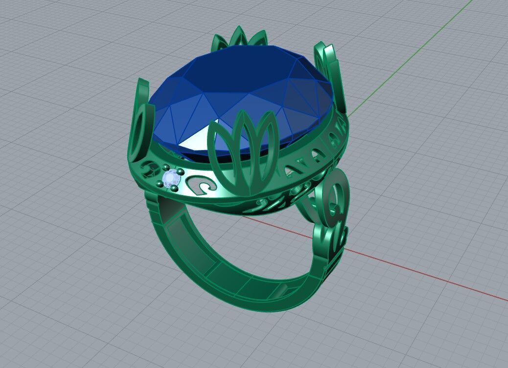 Oval Solitaire Ring 3D print model_2