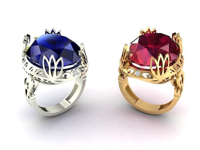 Oval Solitaire Ring 3D print model