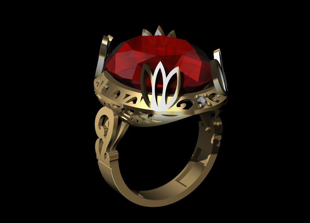 Oval Solitaire Ring 3D print model_3