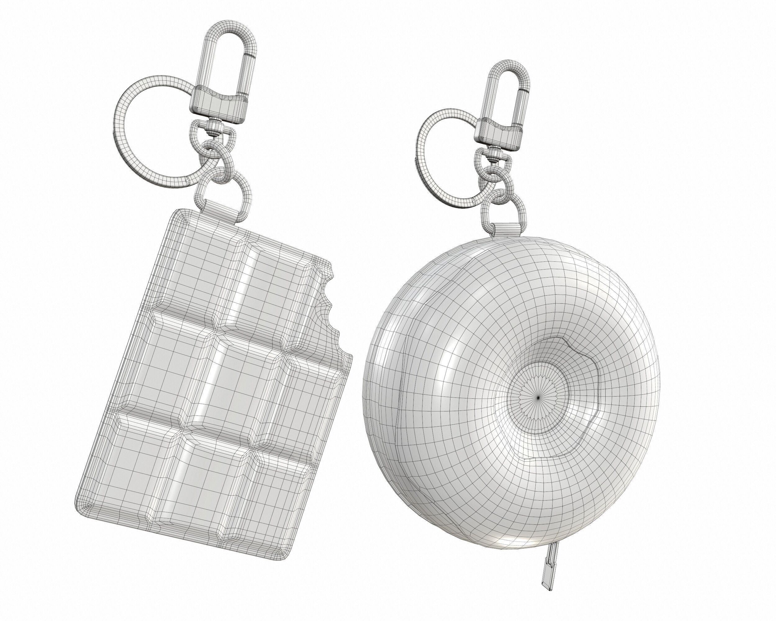 Louis Vuitton Bag Chocolate Donut Charm Keychain Low-poly 3D model_7