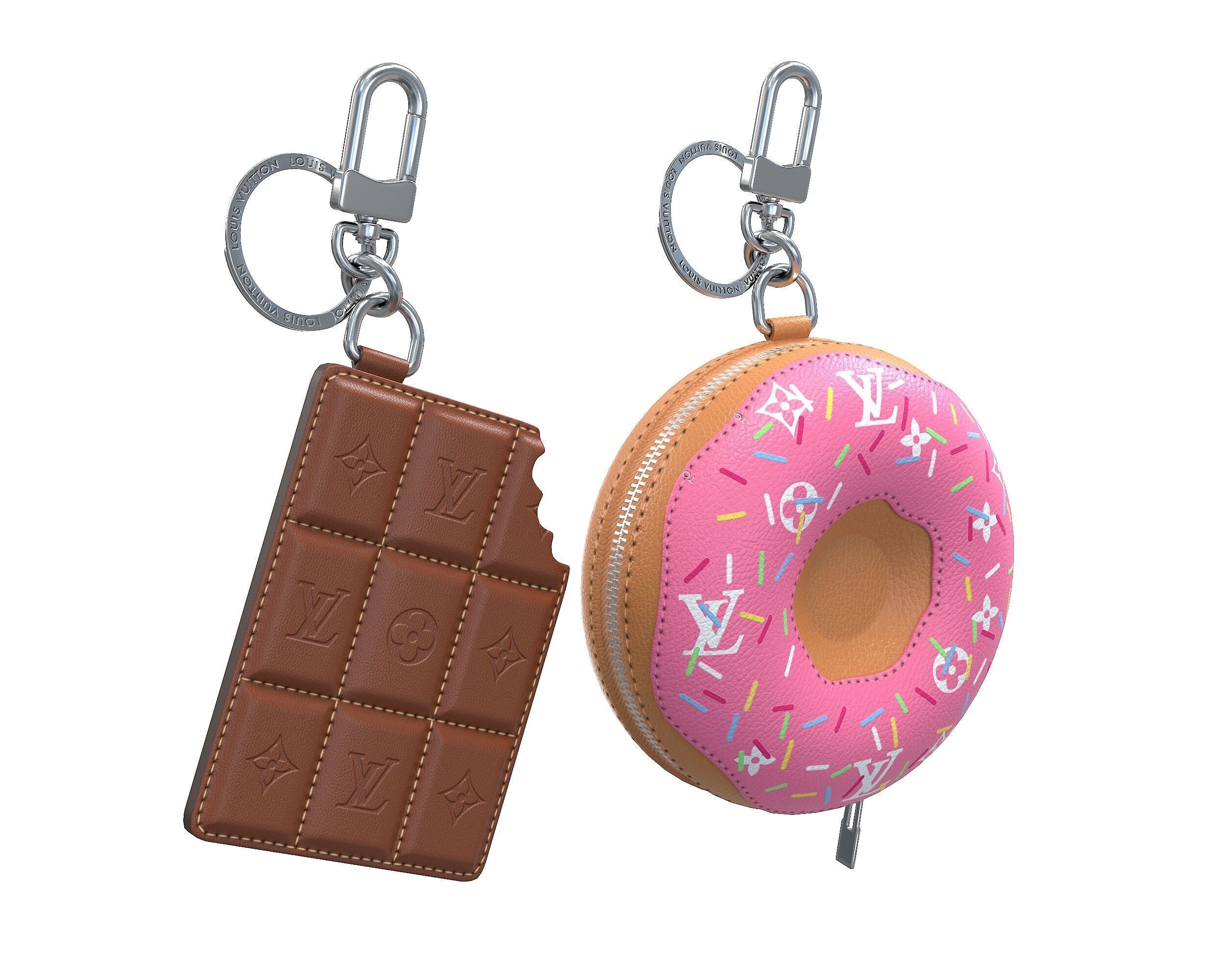 Louis Vuitton Bag Chocolate Donut Charm Keychain Low-poly 3D model_1