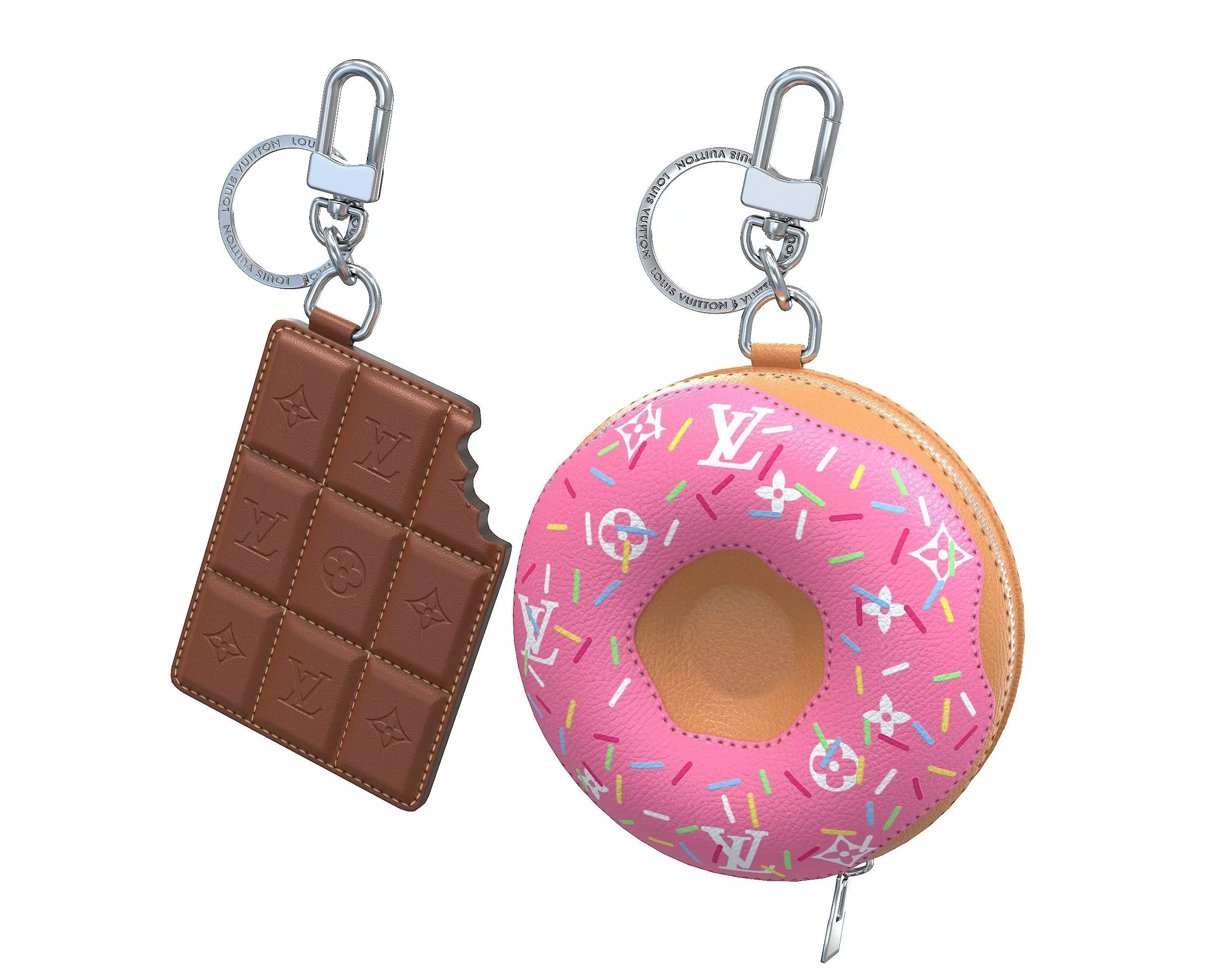 Louis Vuitton Bag Chocolate Donut Charm Keychain Low-poly 3D model_0