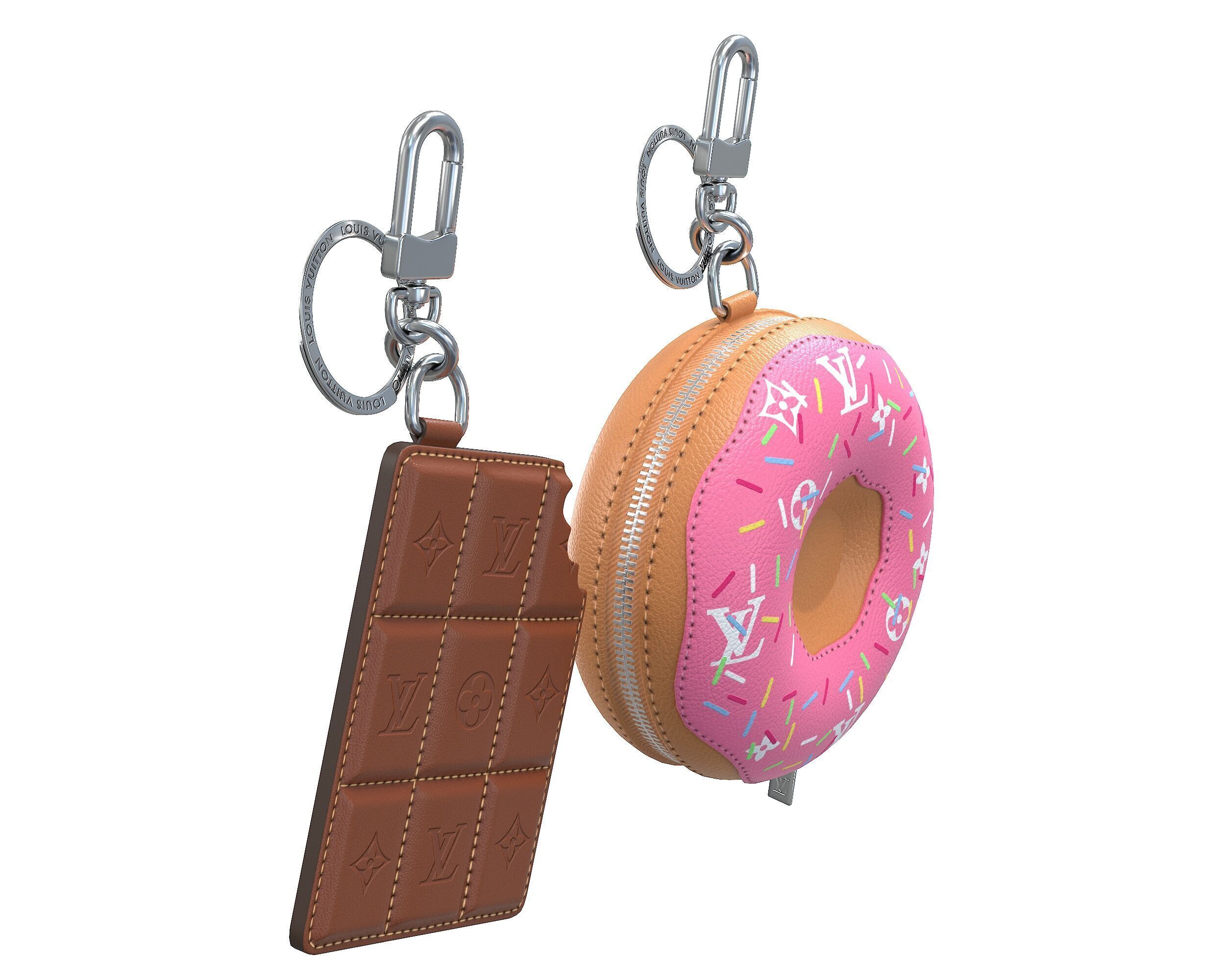 Louis Vuitton Bag Chocolate Donut Charm Keychain Low-poly 3D model_6