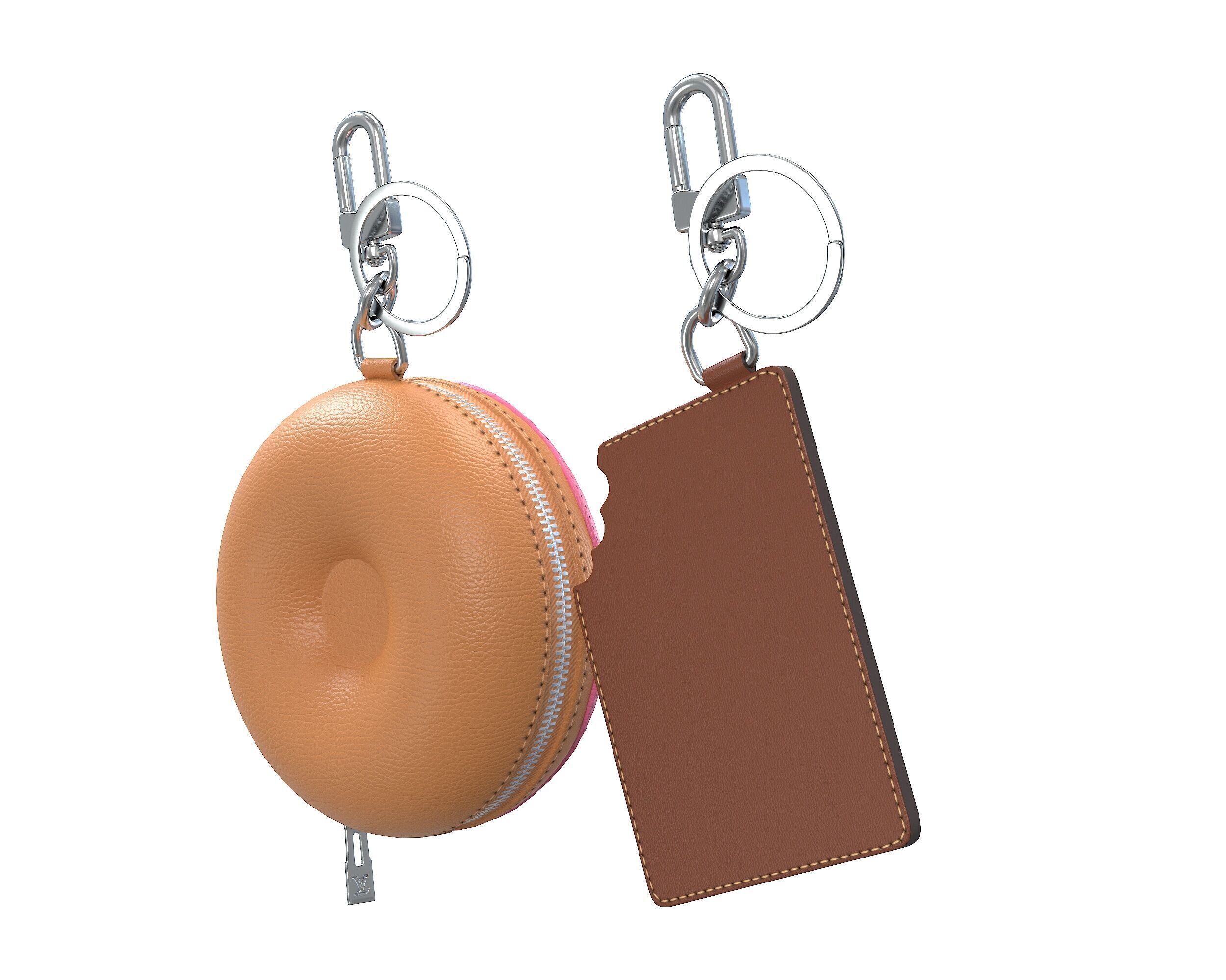 Louis Vuitton Bag Chocolate Donut Charm Keychain Low-poly 3D model_4