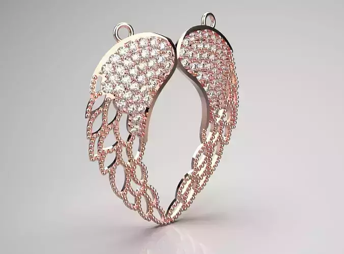 Rose Gold Angel Wing Pendant jp0033 3D print model