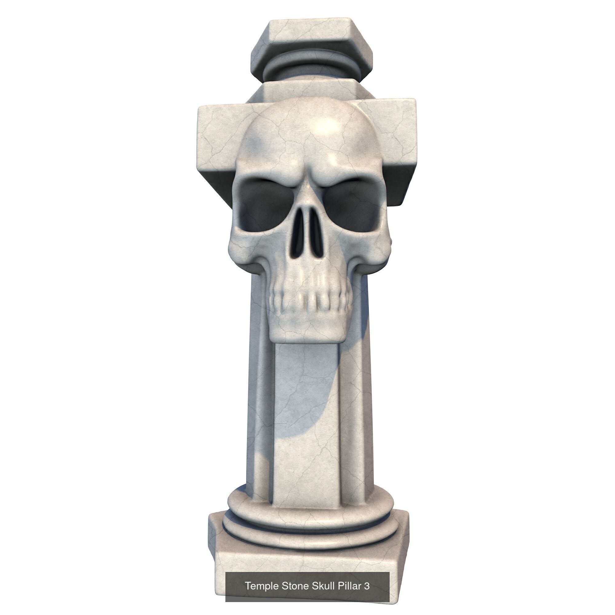 6 Models -Temple Stone Skull Pillars 3D Model Collection_9