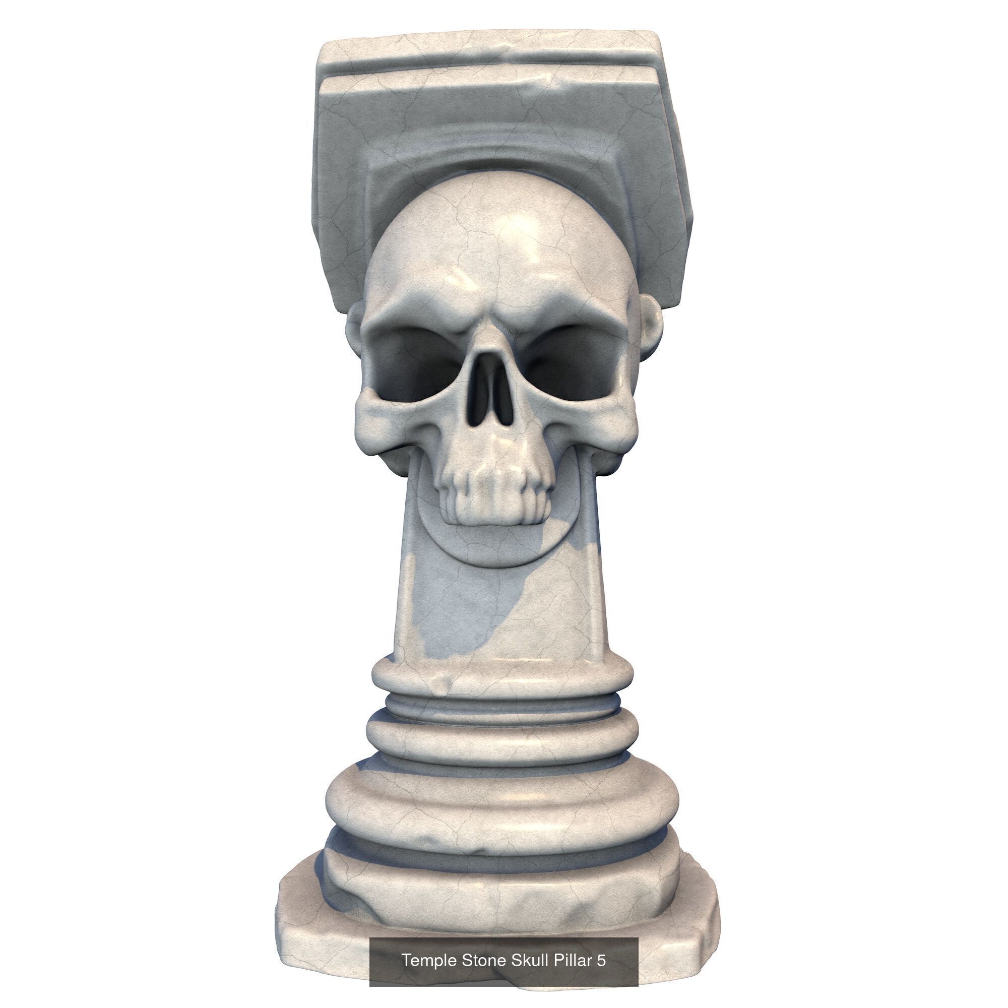 6 Models -Temple Stone Skull Pillars 3D Model Collection_5