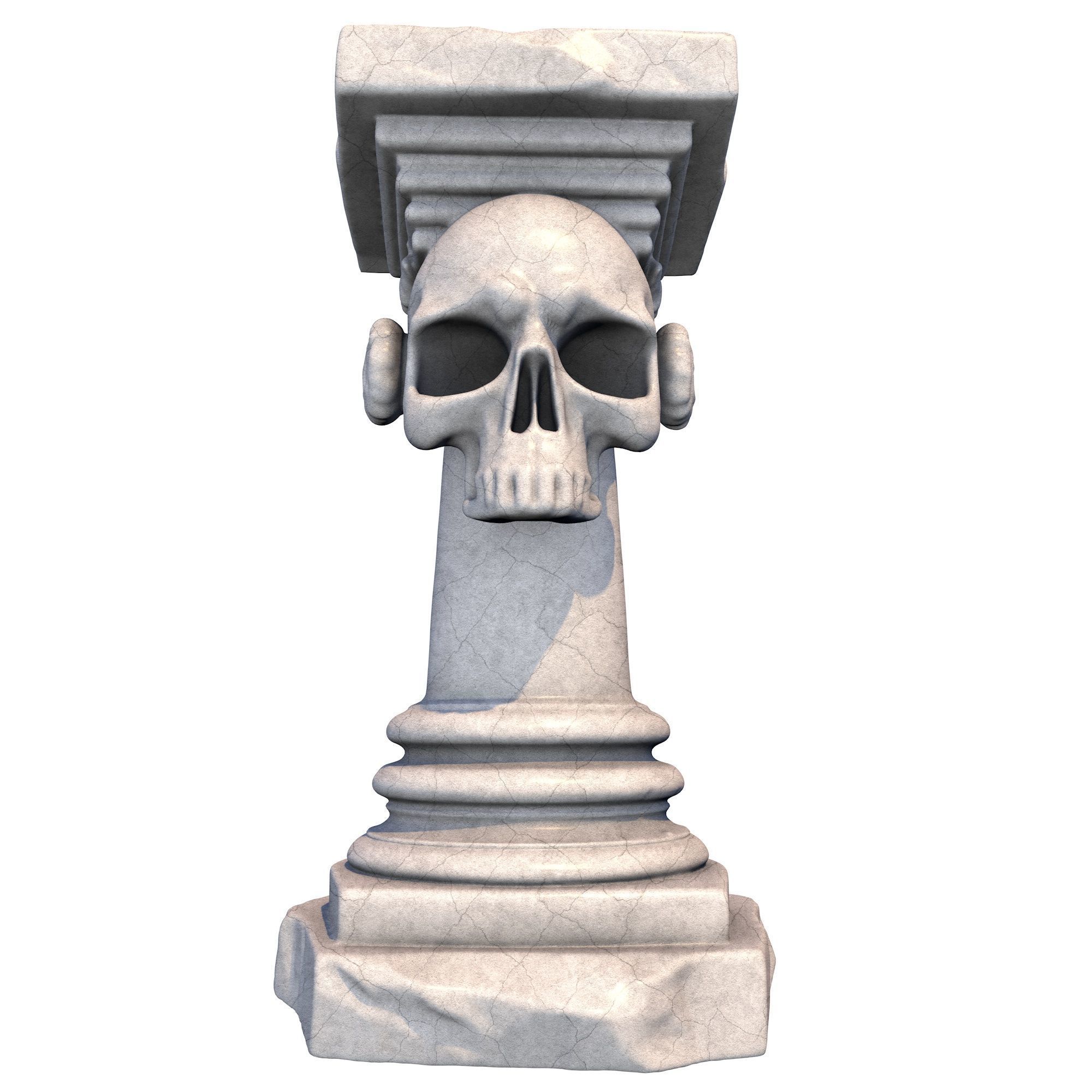 6 Models -Temple Stone Skull Pillars 3D Model Collection_10