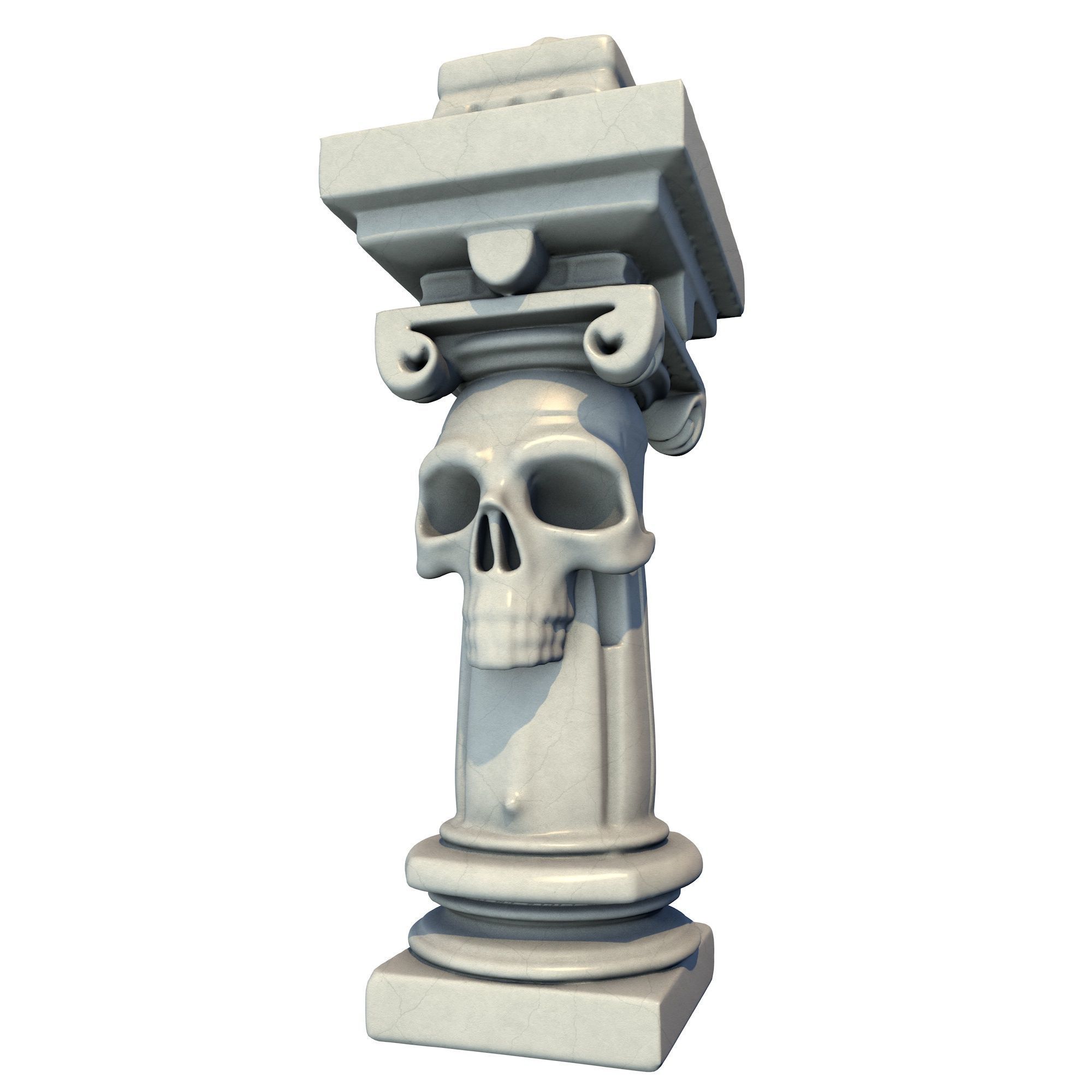 6 Models -Temple Stone Skull Pillars 3D Model Collection_2
