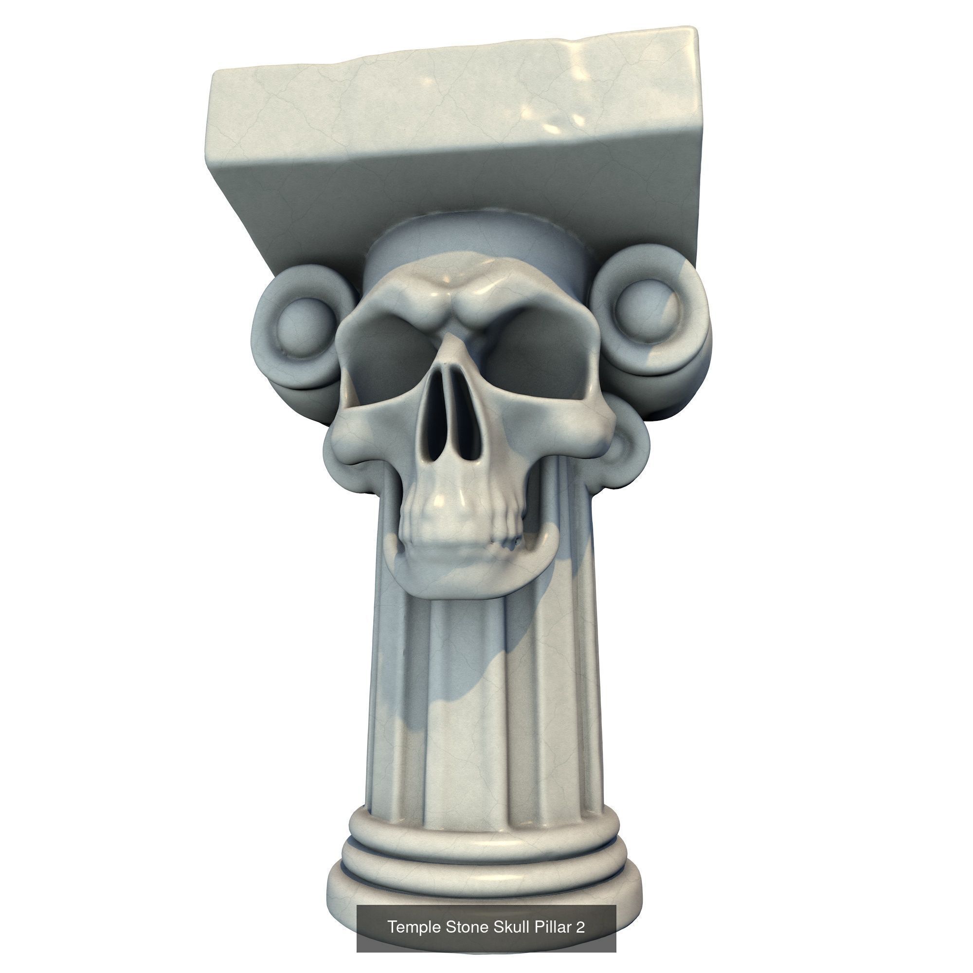 6 Models -Temple Stone Skull Pillars 3D Model Collection_11