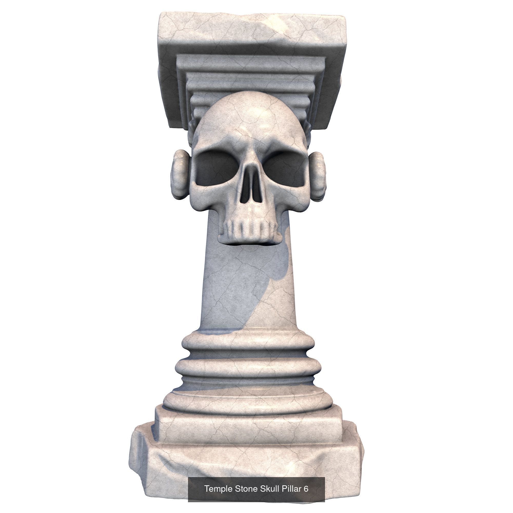 6 Models -Temple Stone Skull Pillars 3D Model Collection_3