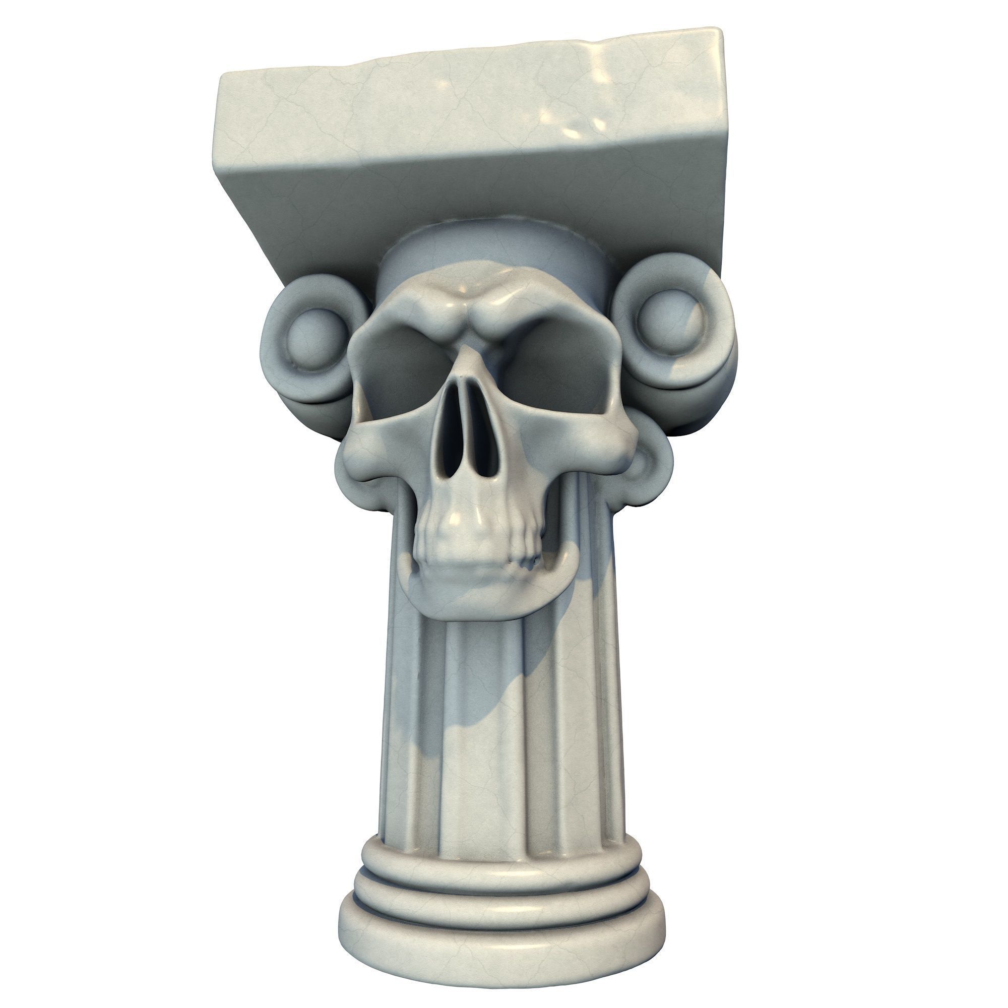 6 Models -Temple Stone Skull Pillars 3D Model Collection_4