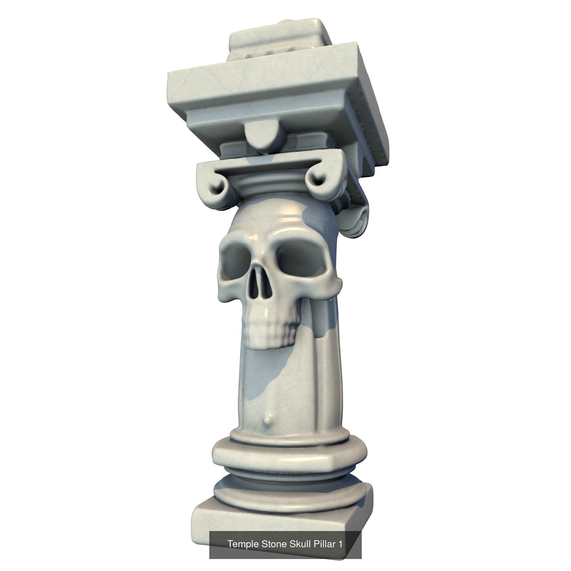 6 Models -Temple Stone Skull Pillars 3D Model Collection_12