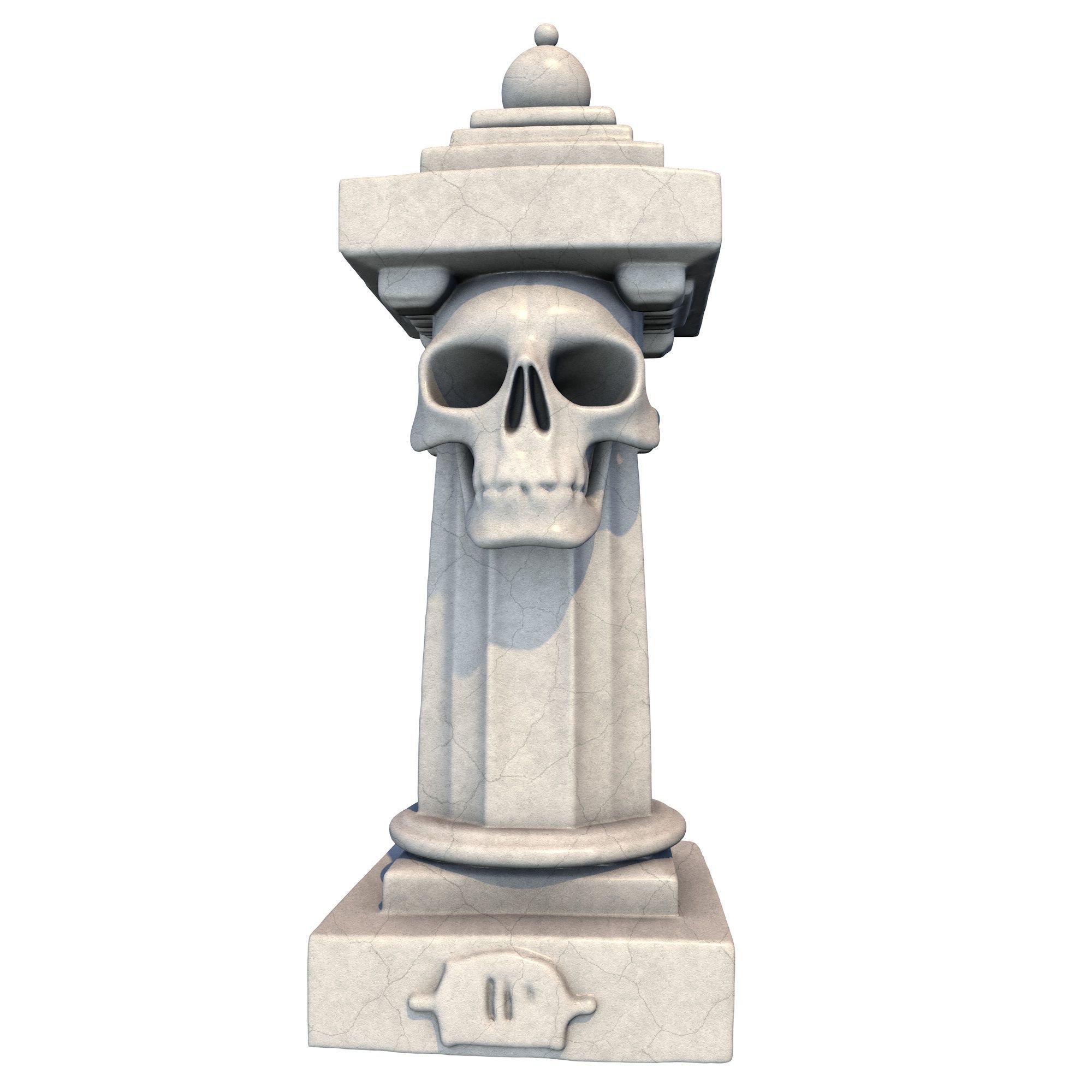 6 Models -Temple Stone Skull Pillars 3D Model Collection_8