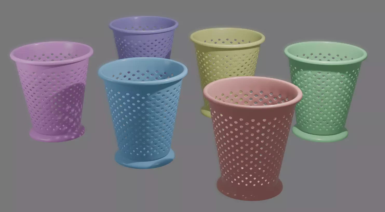 Realistic Dustbin Pack Color Variants Game-Ready Low Poly PBR Free 3D model