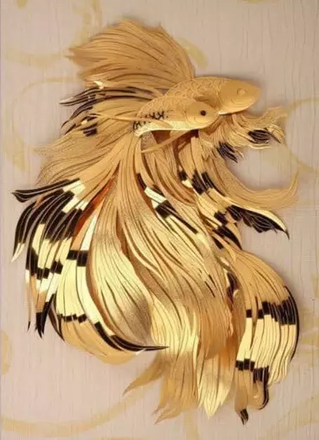 golden  Fighter fish 3D model_0