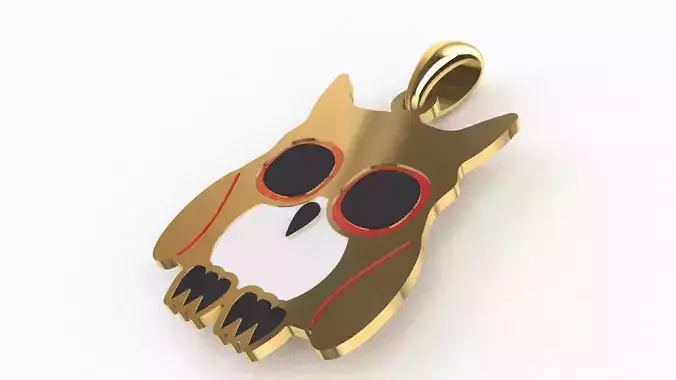 Owl Enamel Pendant 3D model Texture
