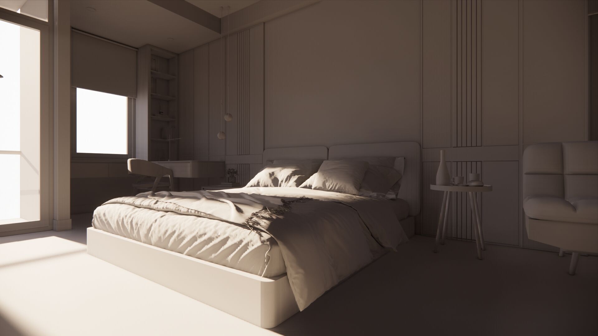 Master Bedroom 3D Scene Ready for Render 3D model_29