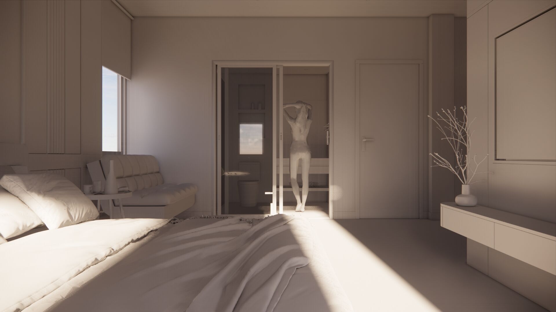 Master Bedroom 3D Scene Ready for Render 3D model_18