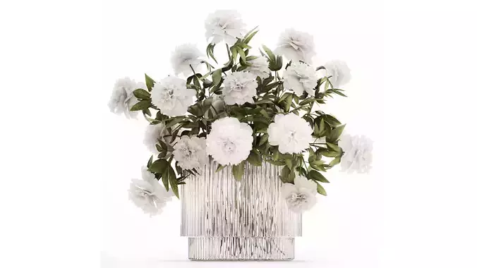 Festive Bouquet In A Glass Vase With White Peony 583