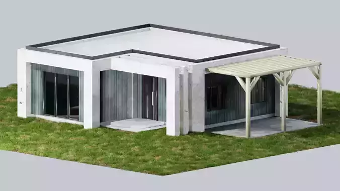 Modern House Game Ready 3D Model FBX OBJ BLEND