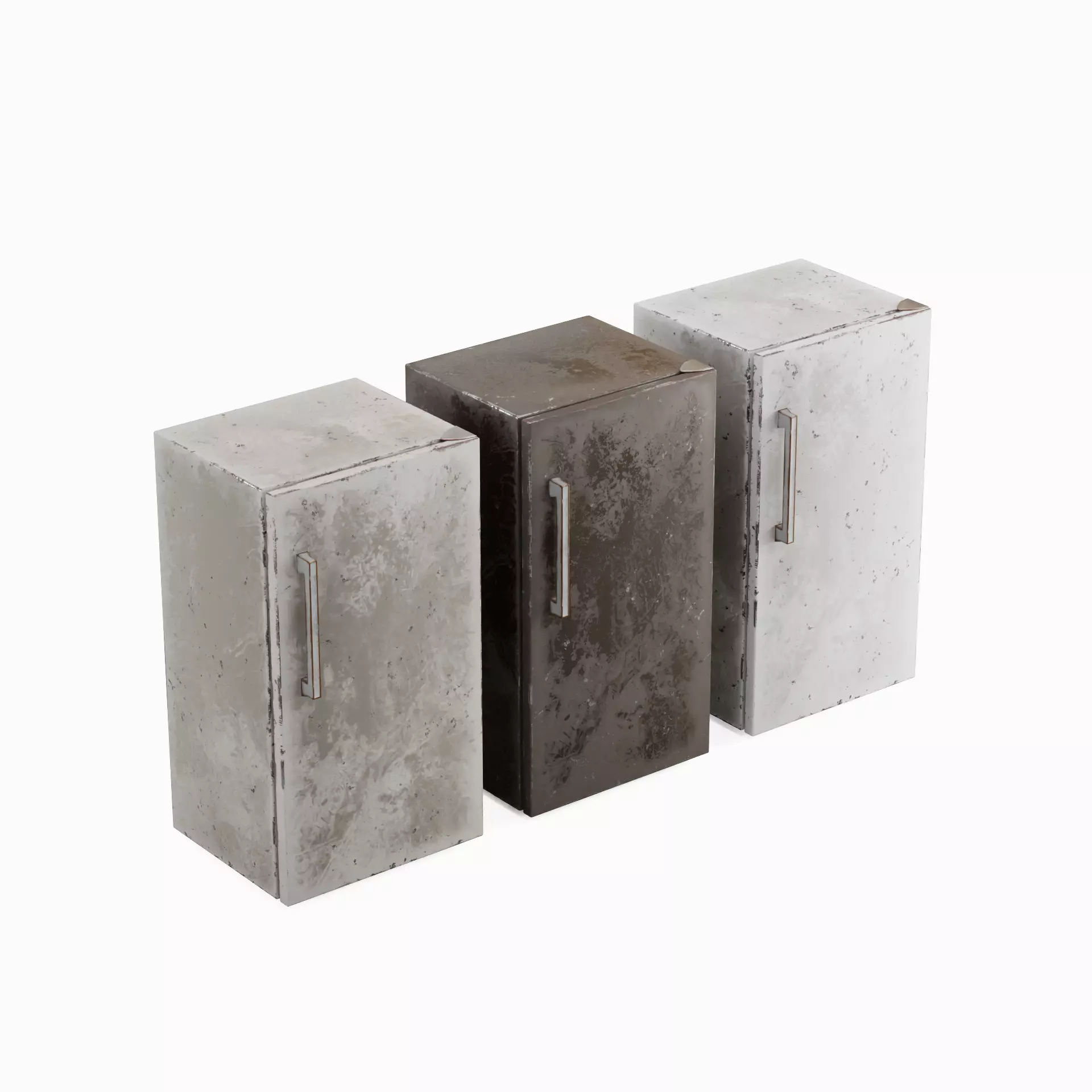 Old Refrigerator Set Low-poly 3D model_0