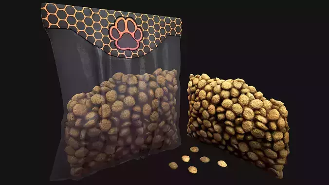 Pet Food Cookies Treats For Pets Cats Dogs Low-poly 3D model