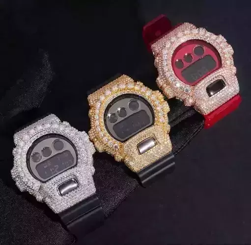 Custom G Shock DW 6900 Watch Diamond Case - Watch Jewelry