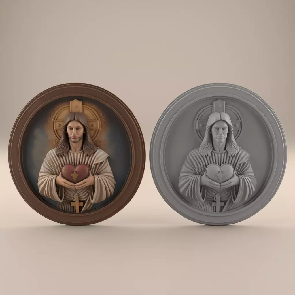 3D Jesus Heart Wall Art STL for Home Decor and Gifts 3D print model