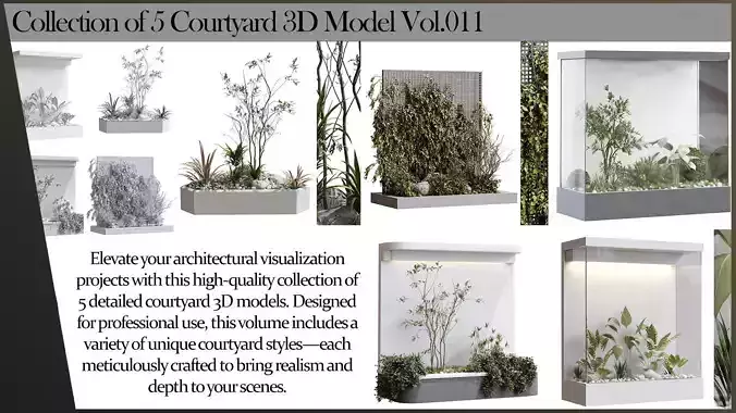 collection of 5 courtyard 3d model vol 011 3D model