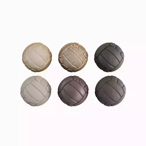 Old Leather Volleyball Ball Set 3D model