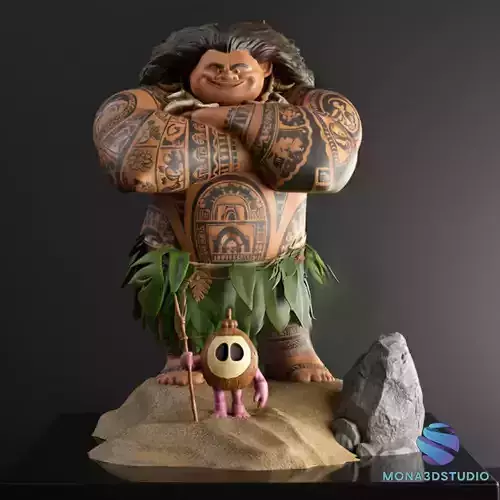 Maui 3D Diorama with Kakamora Presupported STL 3D Printing
