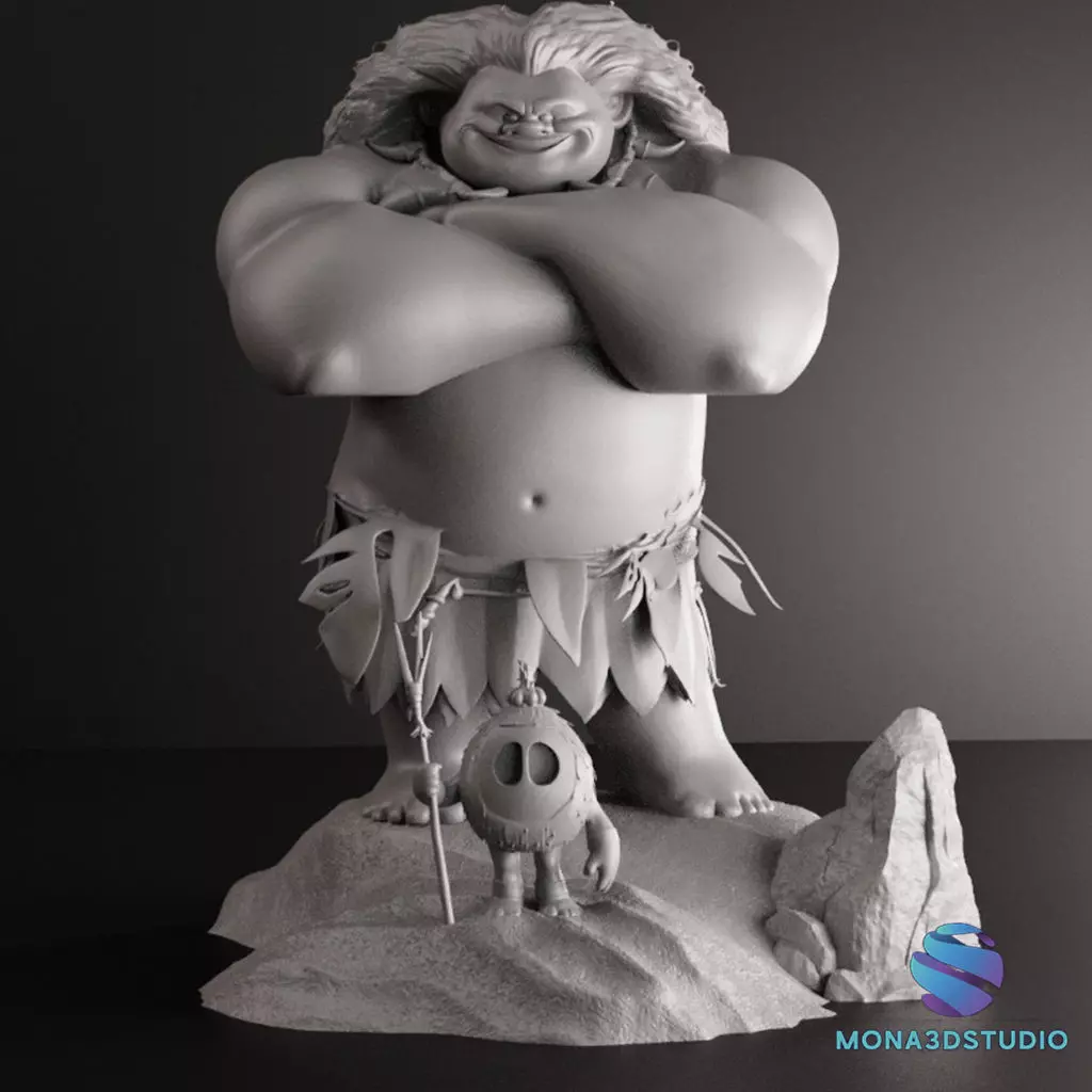 Maui 3D Diorama with Kakamora Presupported STL 3D Printing 3D print model_1
