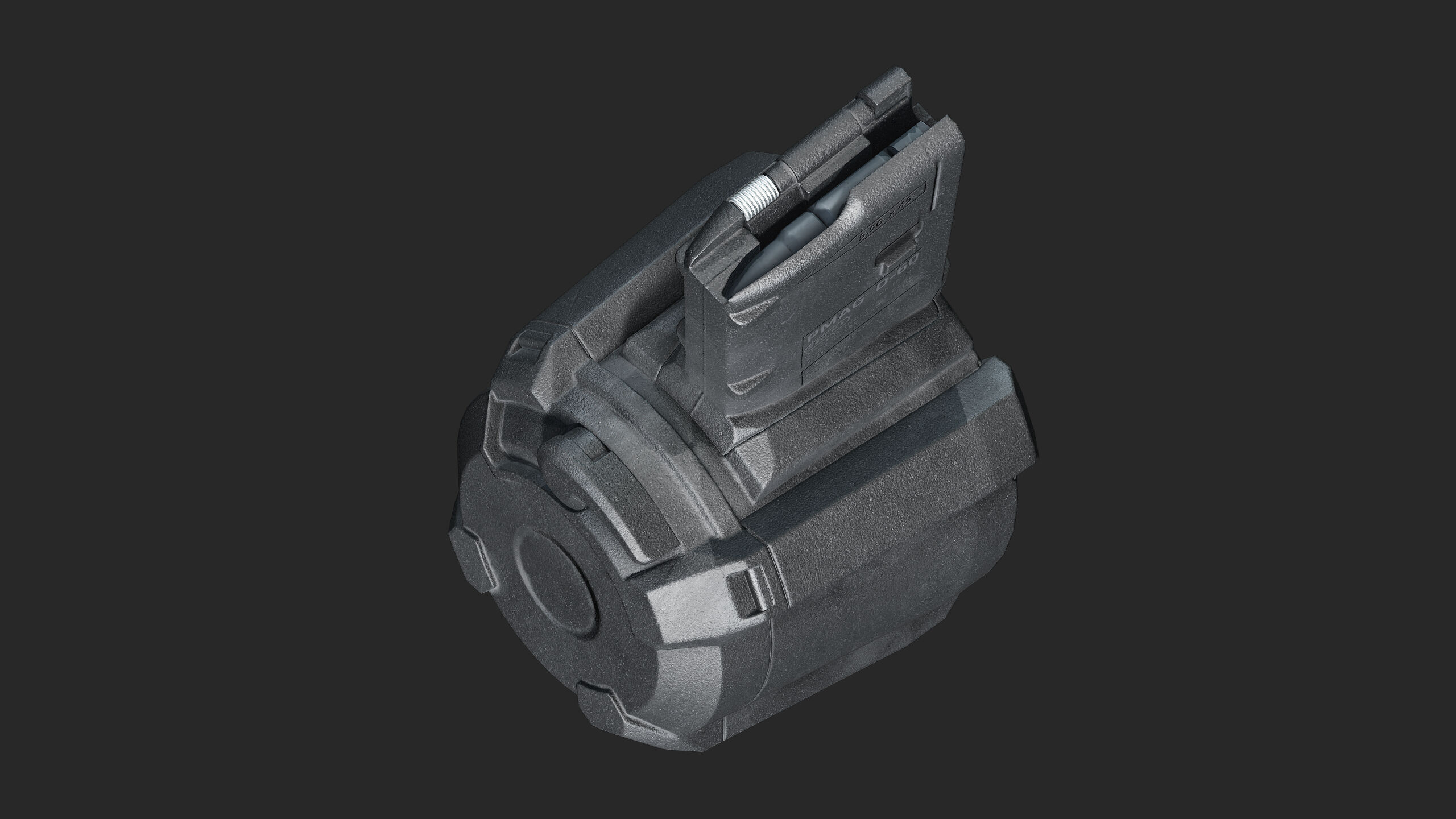 Magpul PMAG D60 magazine Low-poly 3D model_3