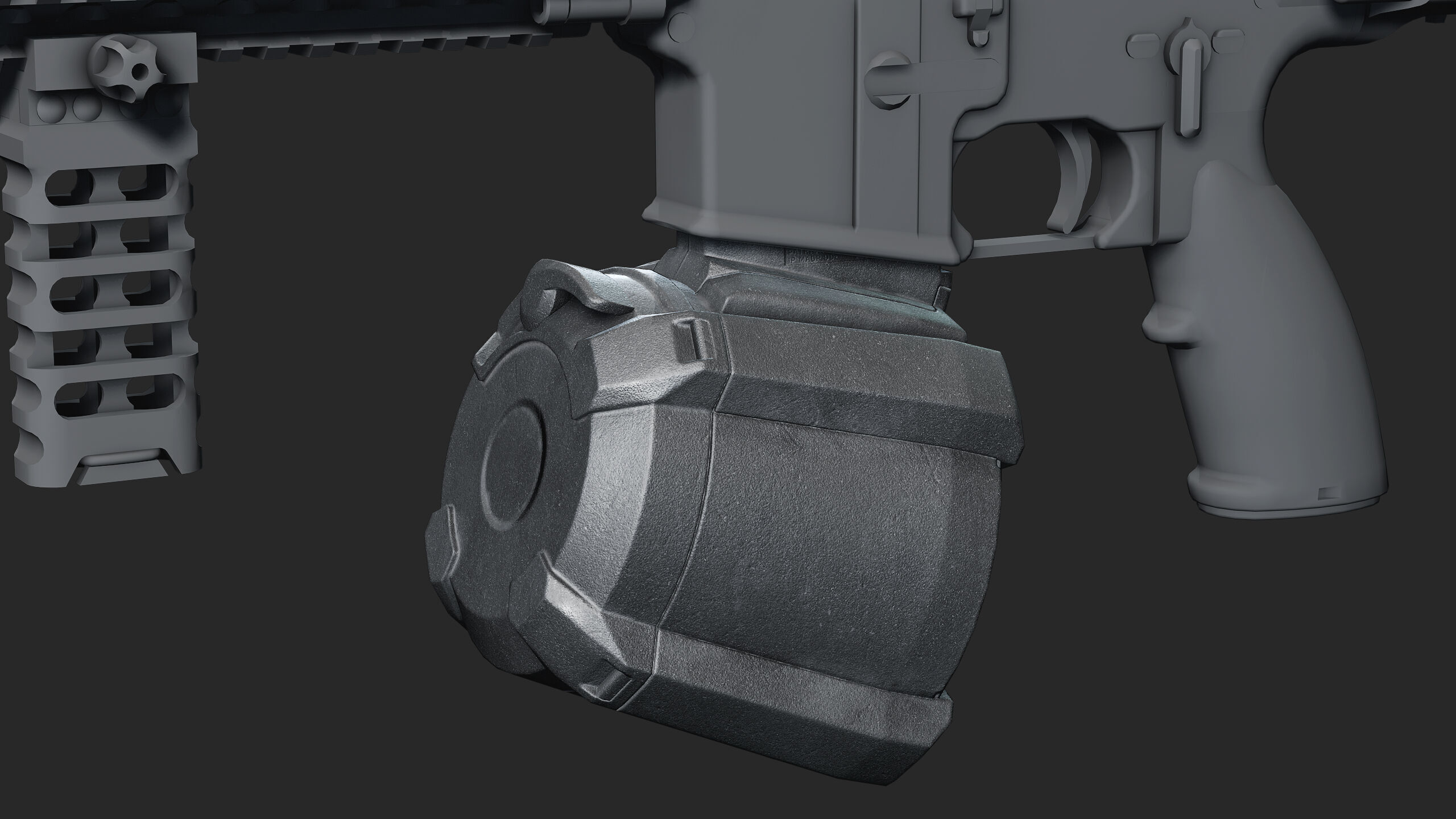 Magpul PMAG D60 magazine Low-poly 3D model_2