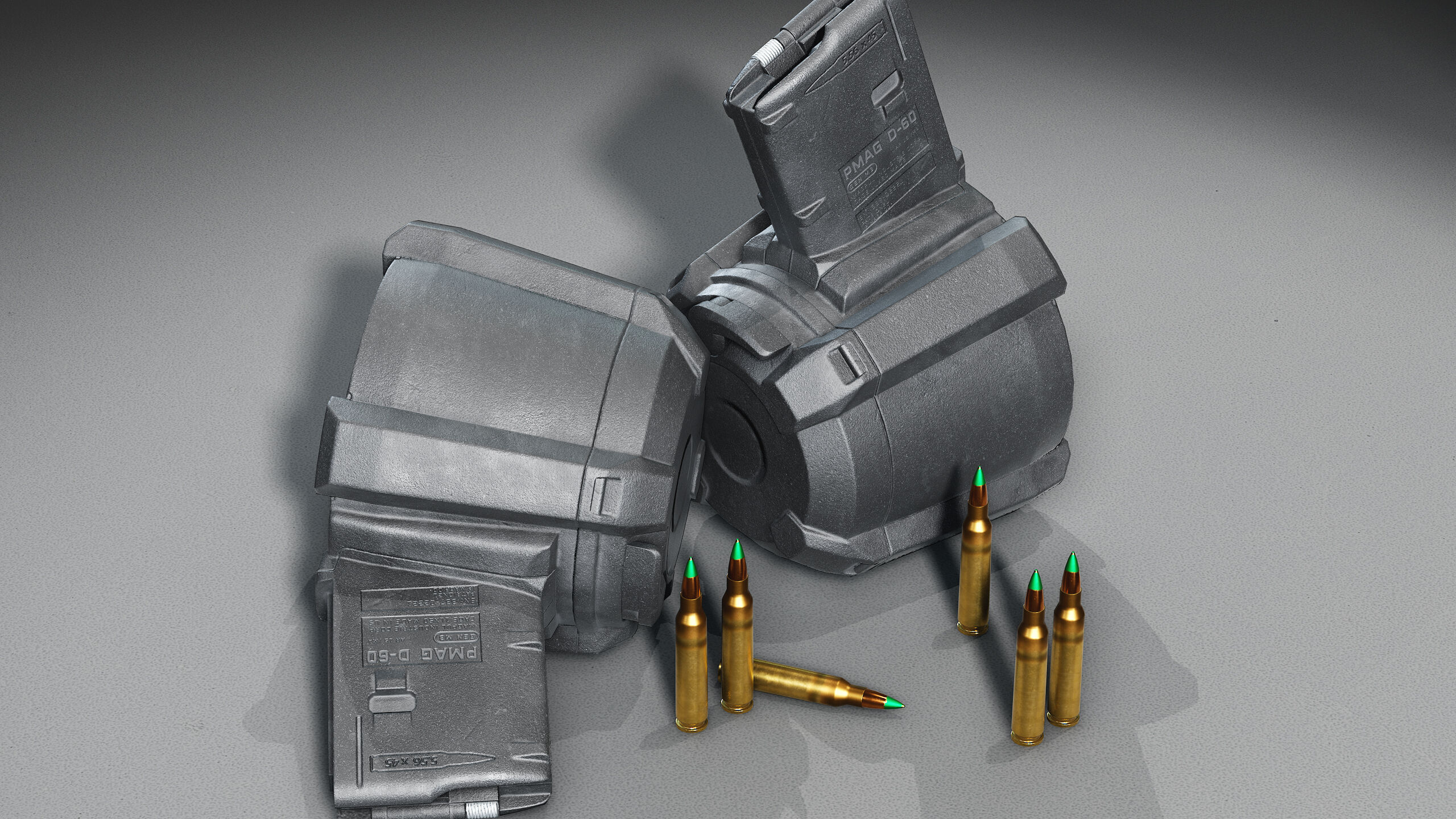 Magpul PMAG D60 magazine Low-poly 3D model_1