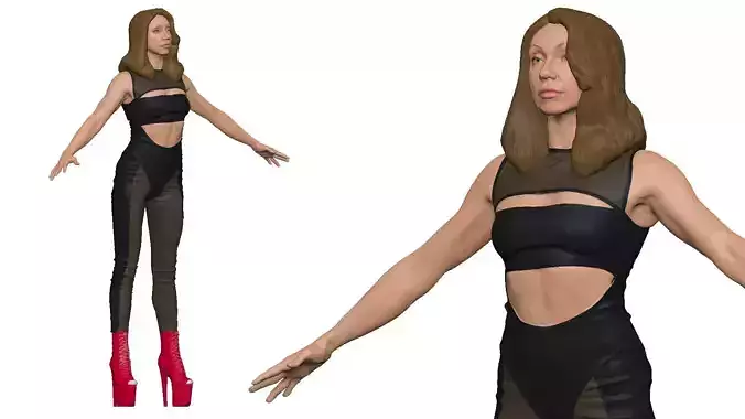 S00016 Female Performer in Platform Heels T Pose