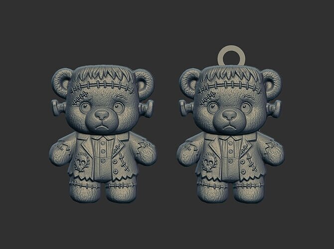 frankenstein teddy bear keychain cnc model 3D print model