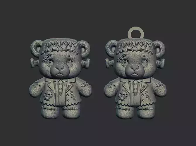 frankenstein teddy bear keychain cnc model